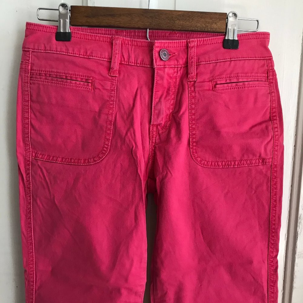 Pink Cropped Jeans w/ Raw Hem, Hot Pink Pants